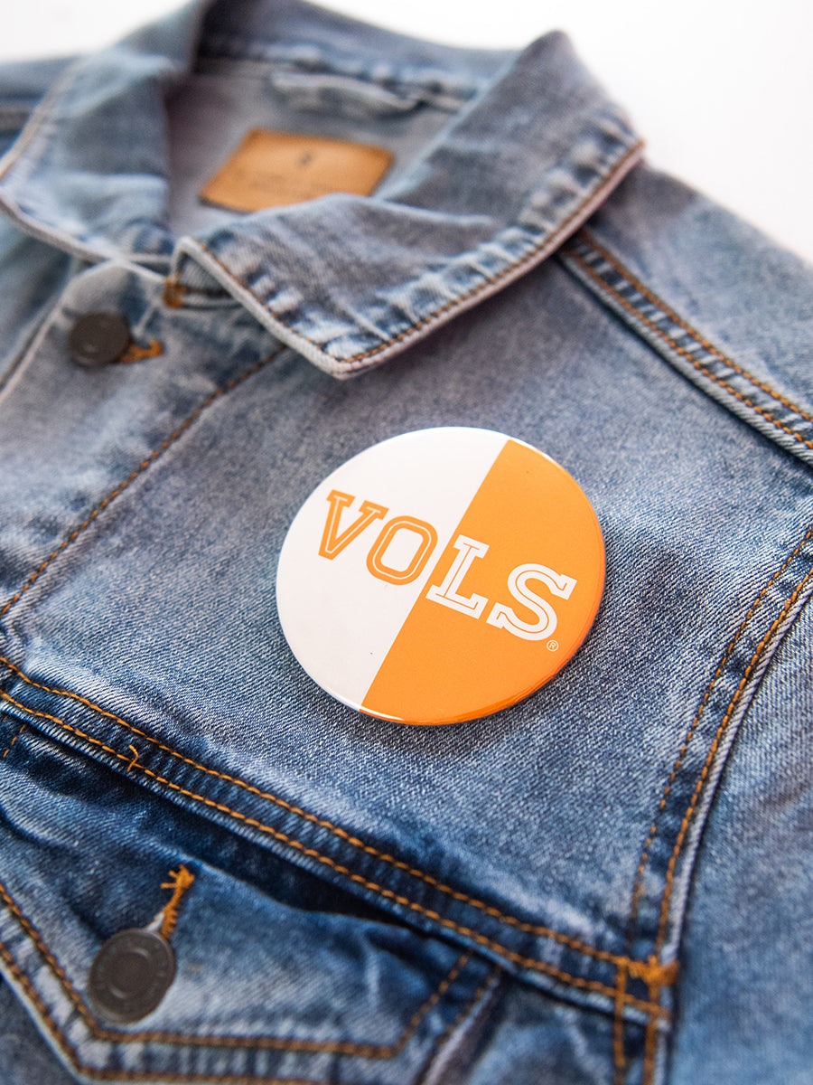 Orange and White Vols Button