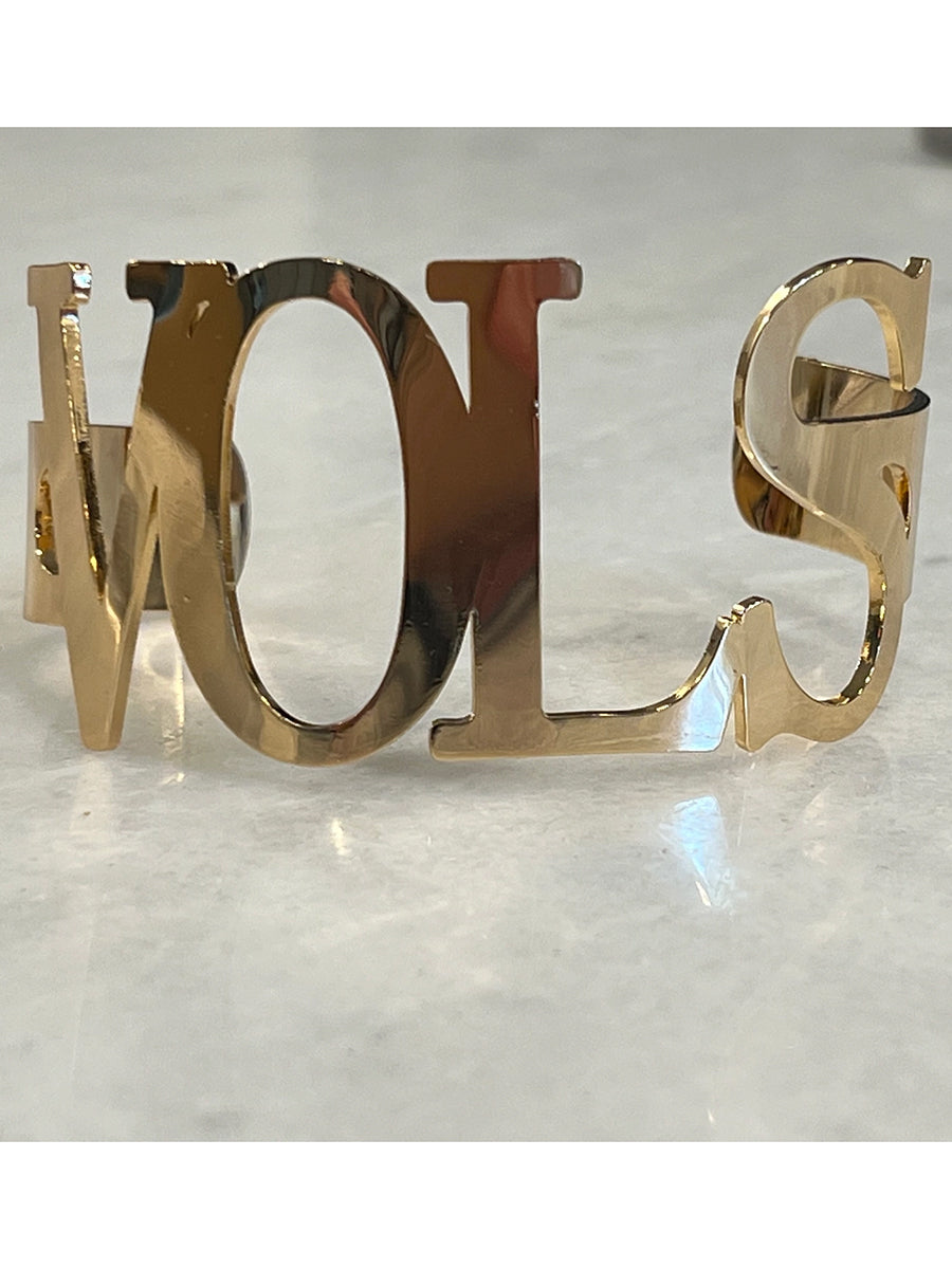 "VOLS" Gold Bangle Cuff Bracelet