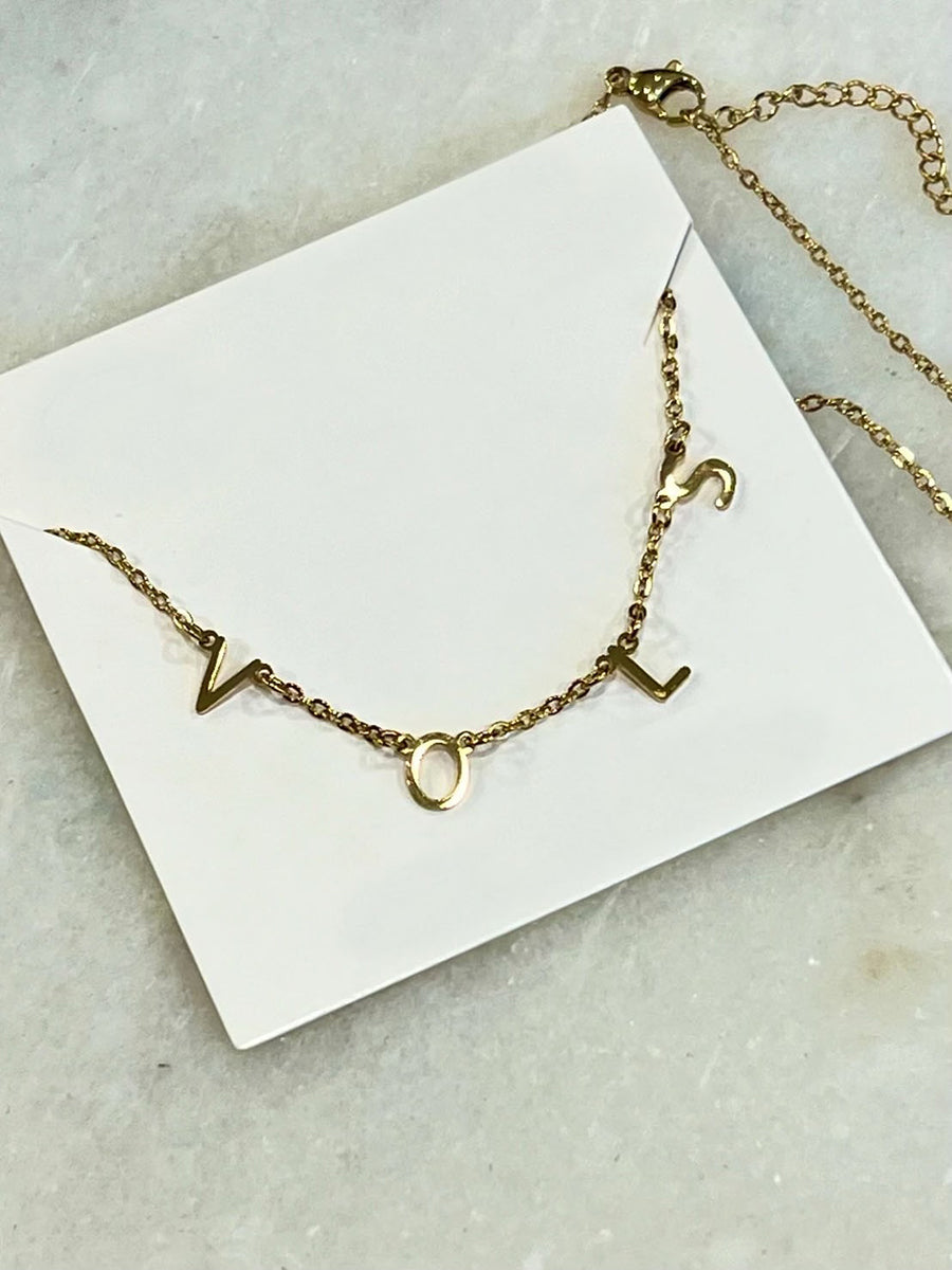 "VOLS" Gold Charm Necklace
