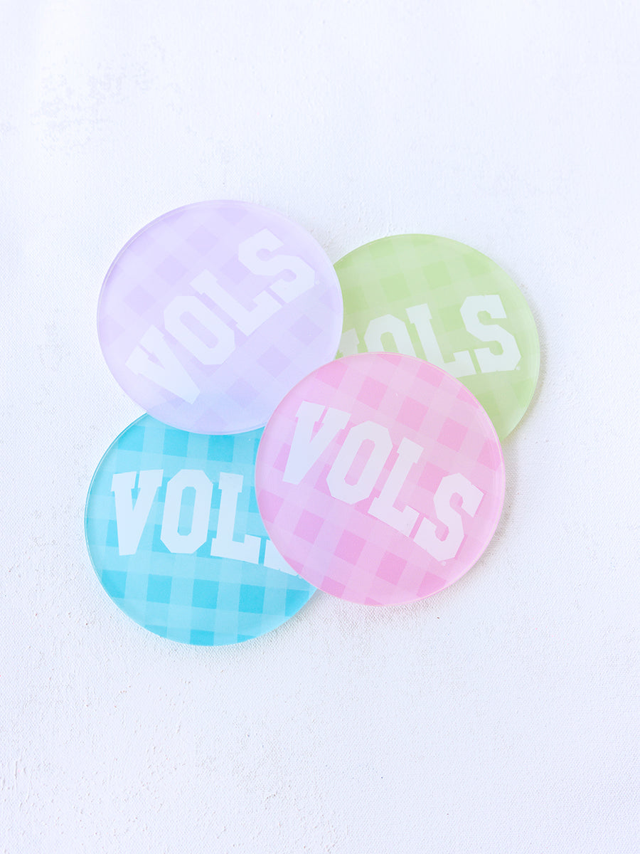 Pastel Gingham VOLS Coasters