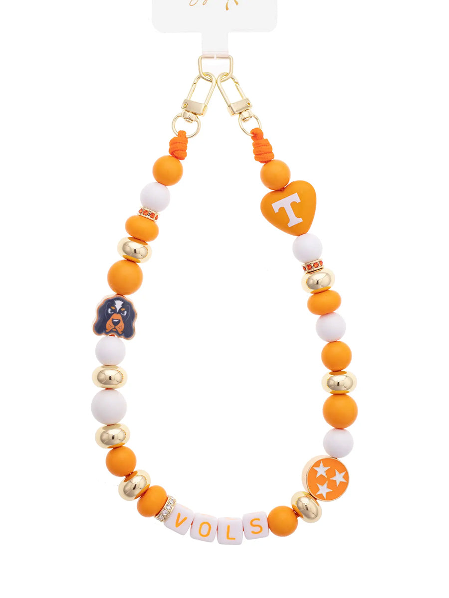 Tennessee Vols Beaded Cellphone Wrist Strap