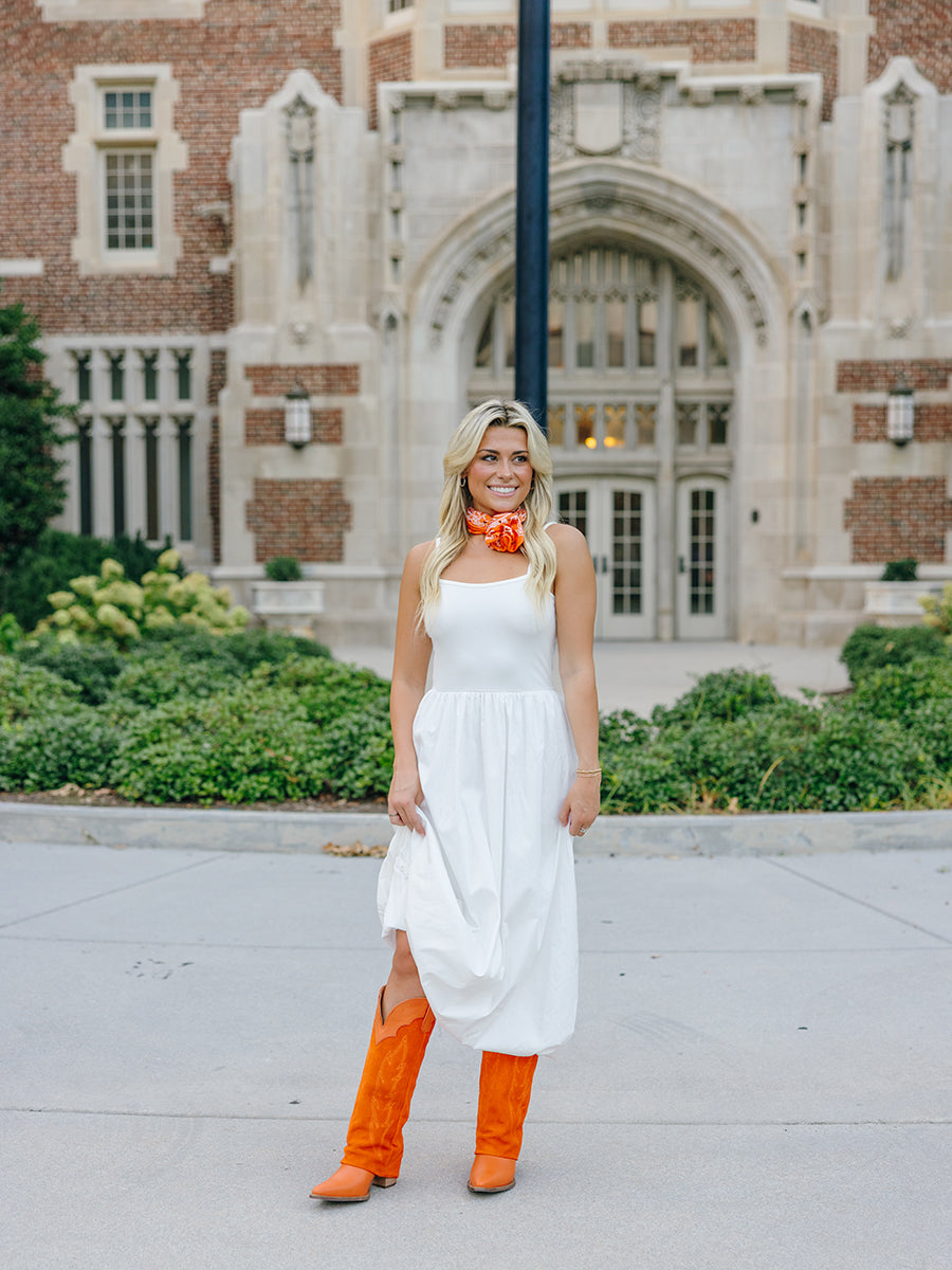 Cami Bubble-Skirt Maxi Dress, Off-White