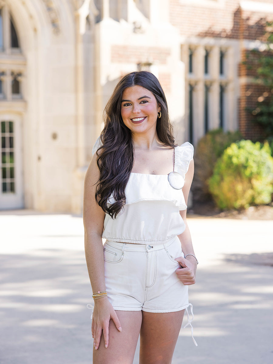 White Ruffled Crop Top