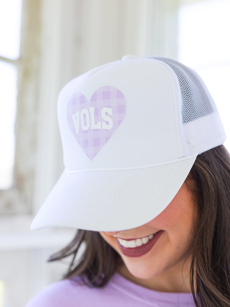 White cap with Purple VOLS Heart