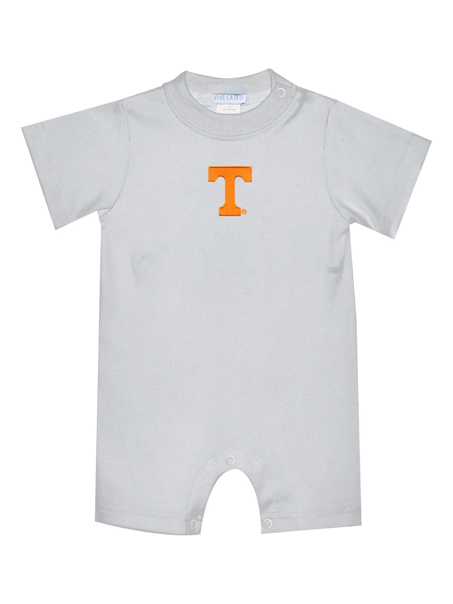 Embroidered Orange Power T White Romper