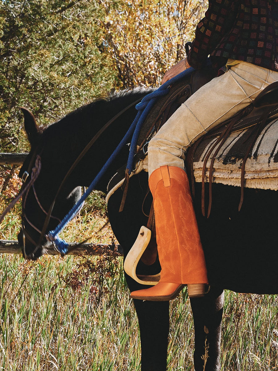 Dingo Wild Fire Cuffed Orange Leather Boot