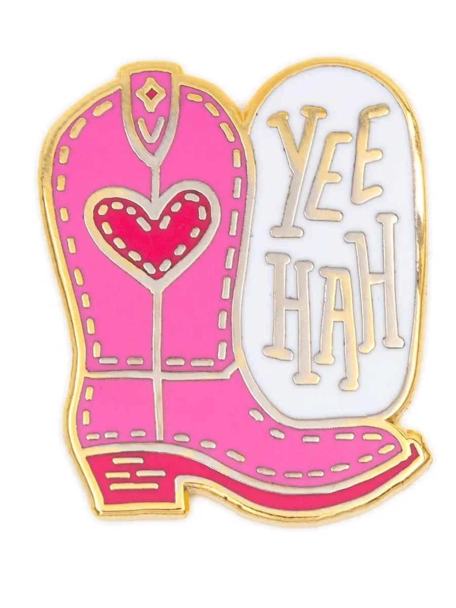 Pink cowgirl boot pin