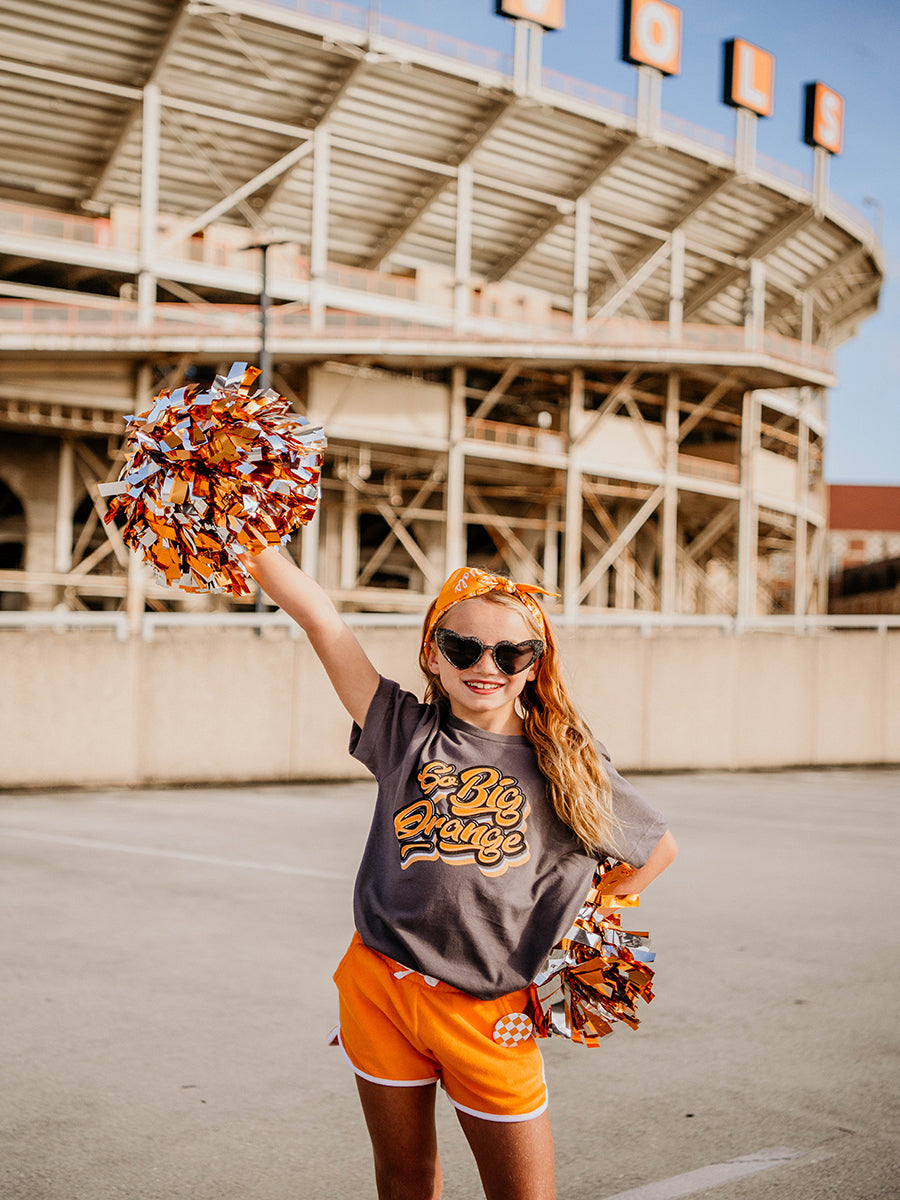 Kids Silver and Orange Pom Poms