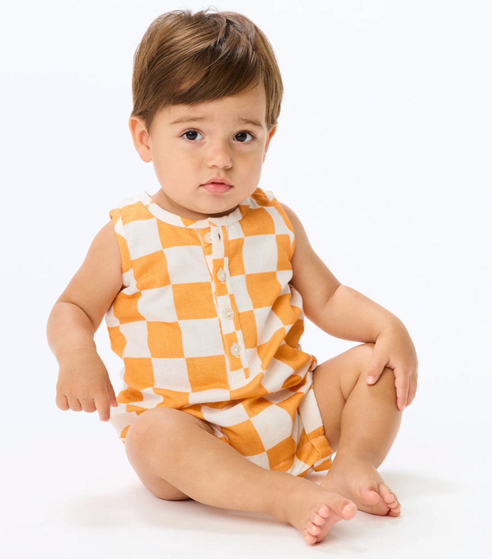 Orange and White Checkerboard Onesie