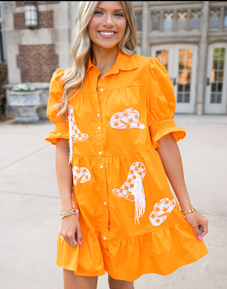 Orange Tiered Ruffled Mini Dress