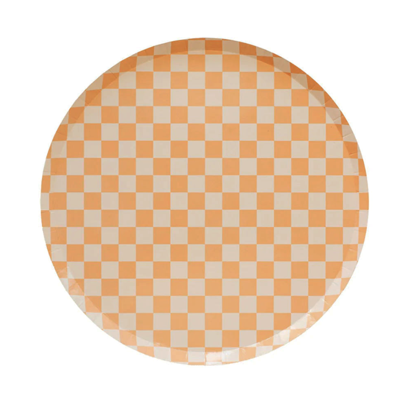 Orange and White Checked Paper Plate