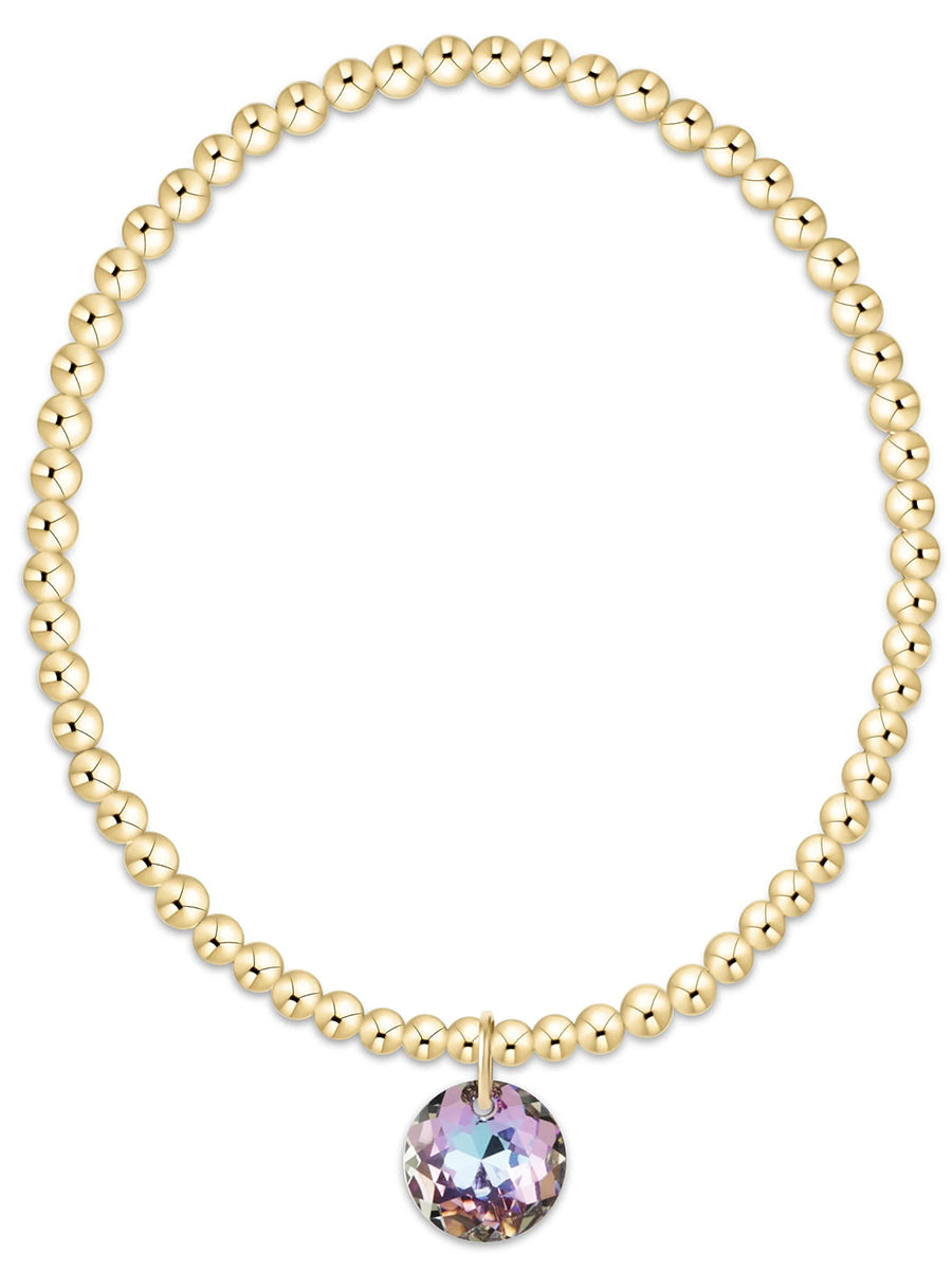 Classic Gold 3mm Bracelet-Reflection Charm (12 Colors)