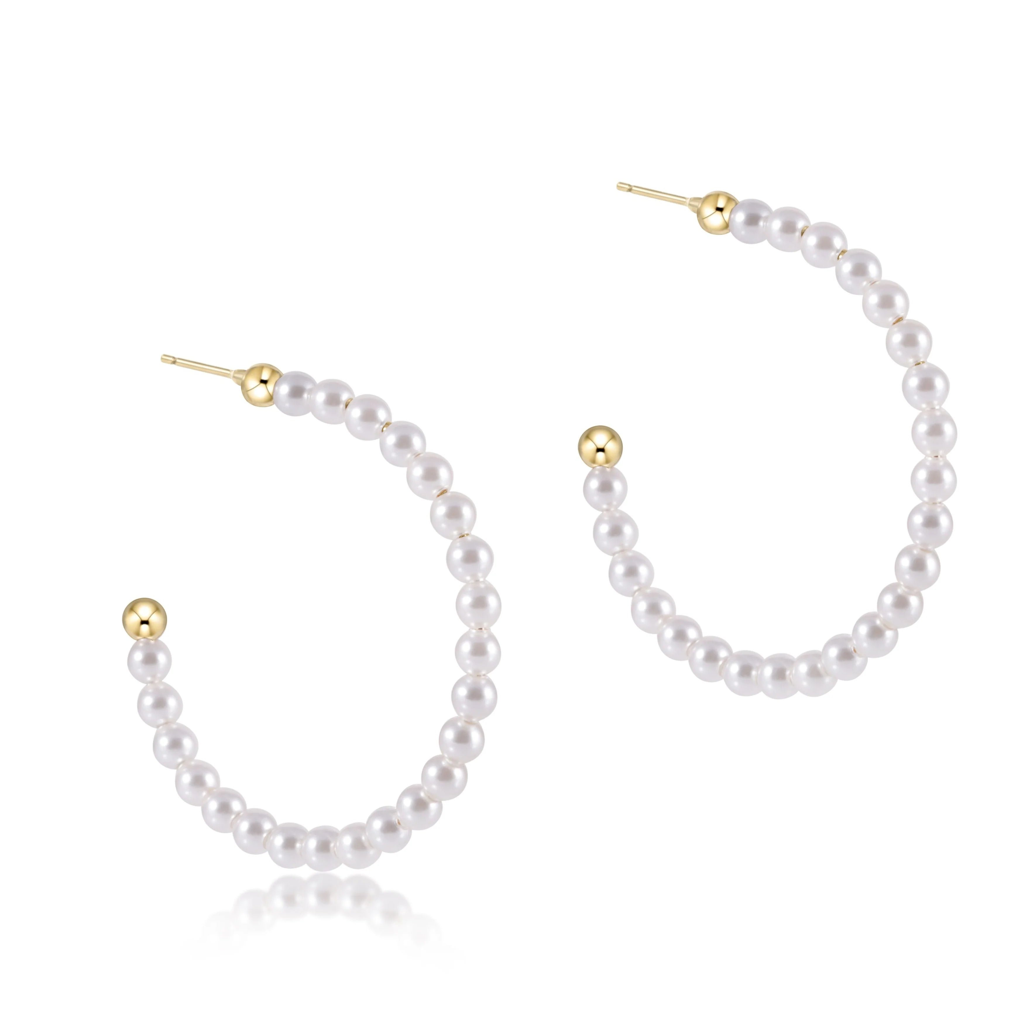 1.25" Pearl Bead Hoop Earrings