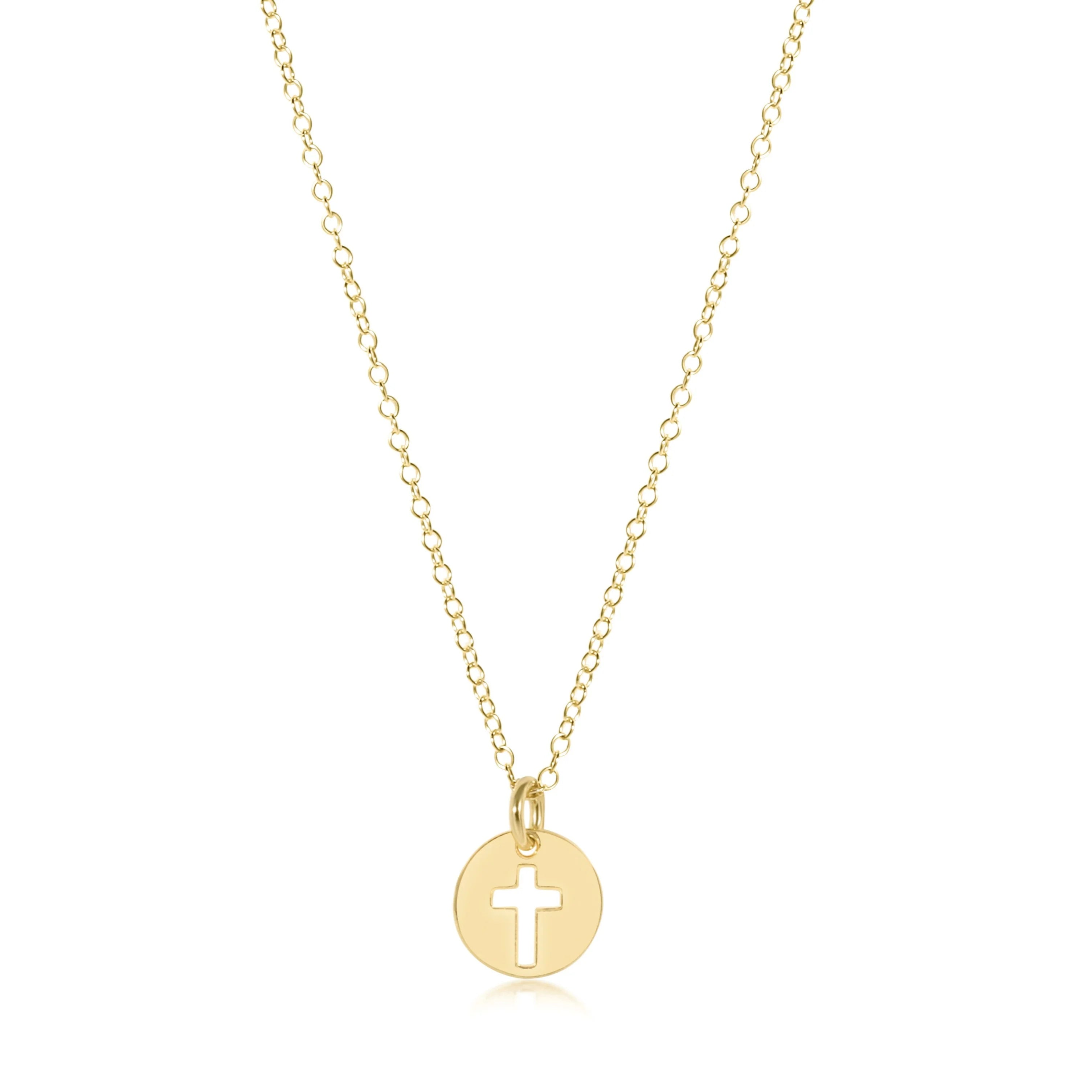 Gold Disc with Cross Cutout on 16" Chain