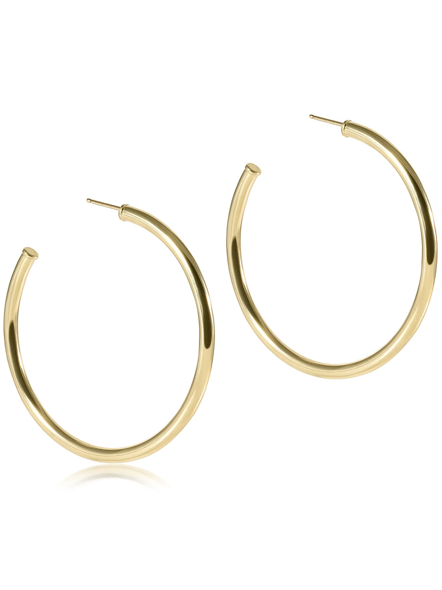 Gold 2" Post Hoops, 3mm, Smooth