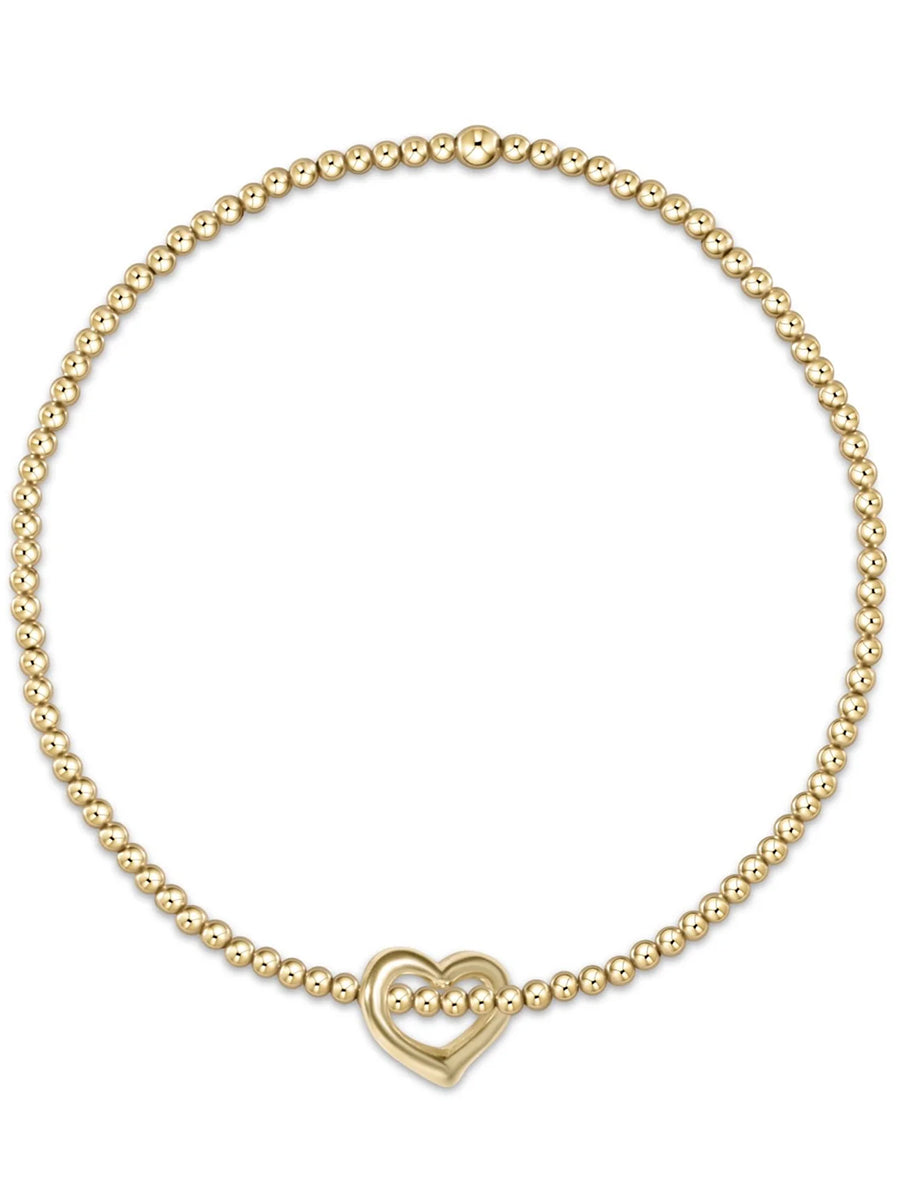 Classic Gold 2mm Bead Small Love Charm Bracelet