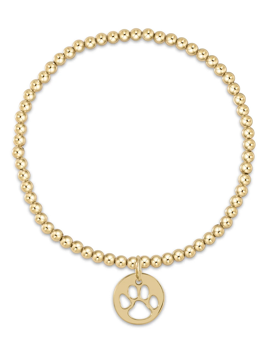 Classic Gold 3mm Bead Paw Print Disc Bracelet