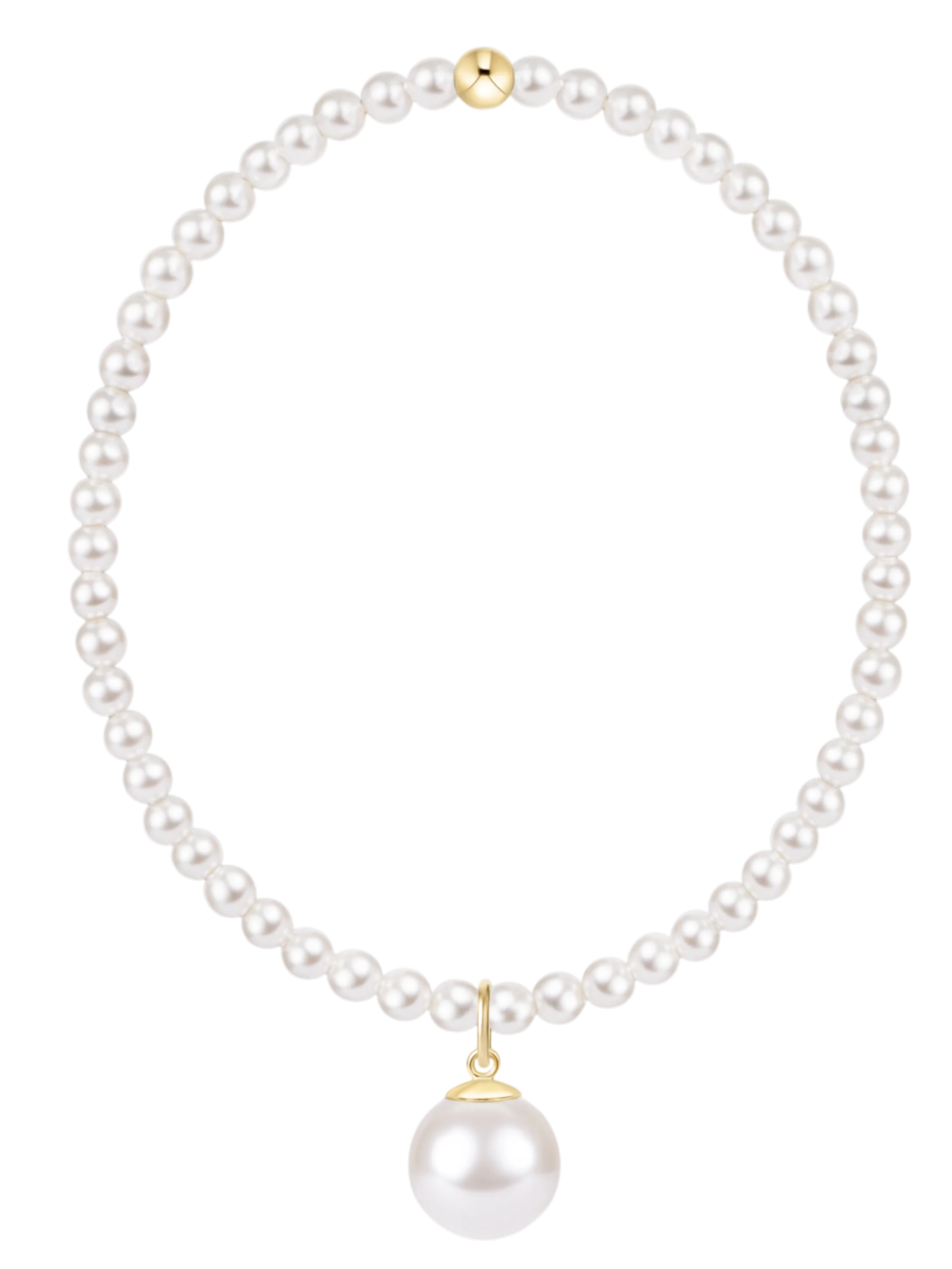 Classic Pearl 3mm Bracelet - Classic Pearl 10mm Charm