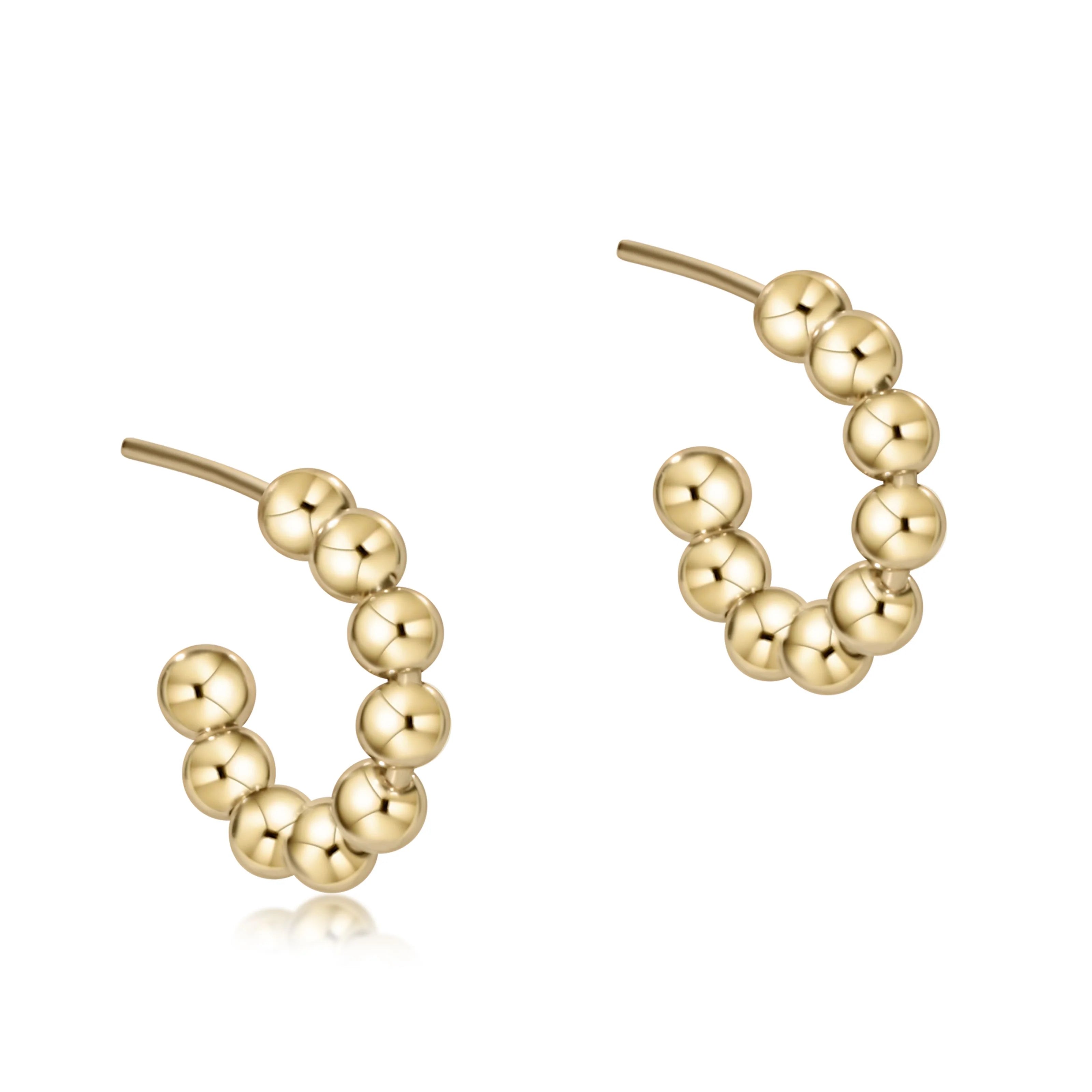 4mm Gold Beaded Hoop Earrings