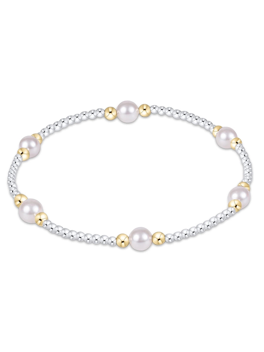 Classic Purpose Pearl 6mm Bead Bracelet, Mixed Metal (2 Sizes)