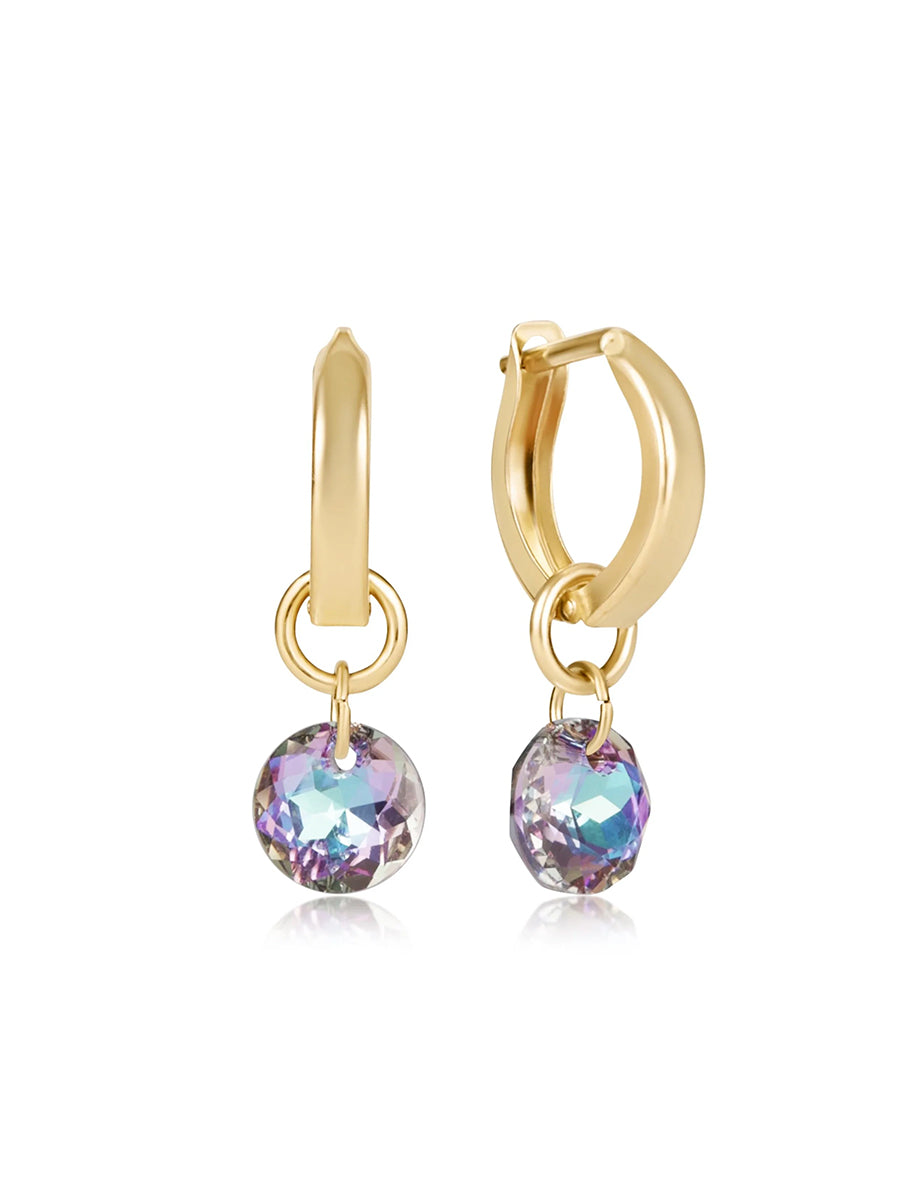 Gold mulit-color Charm Hoop Earrings