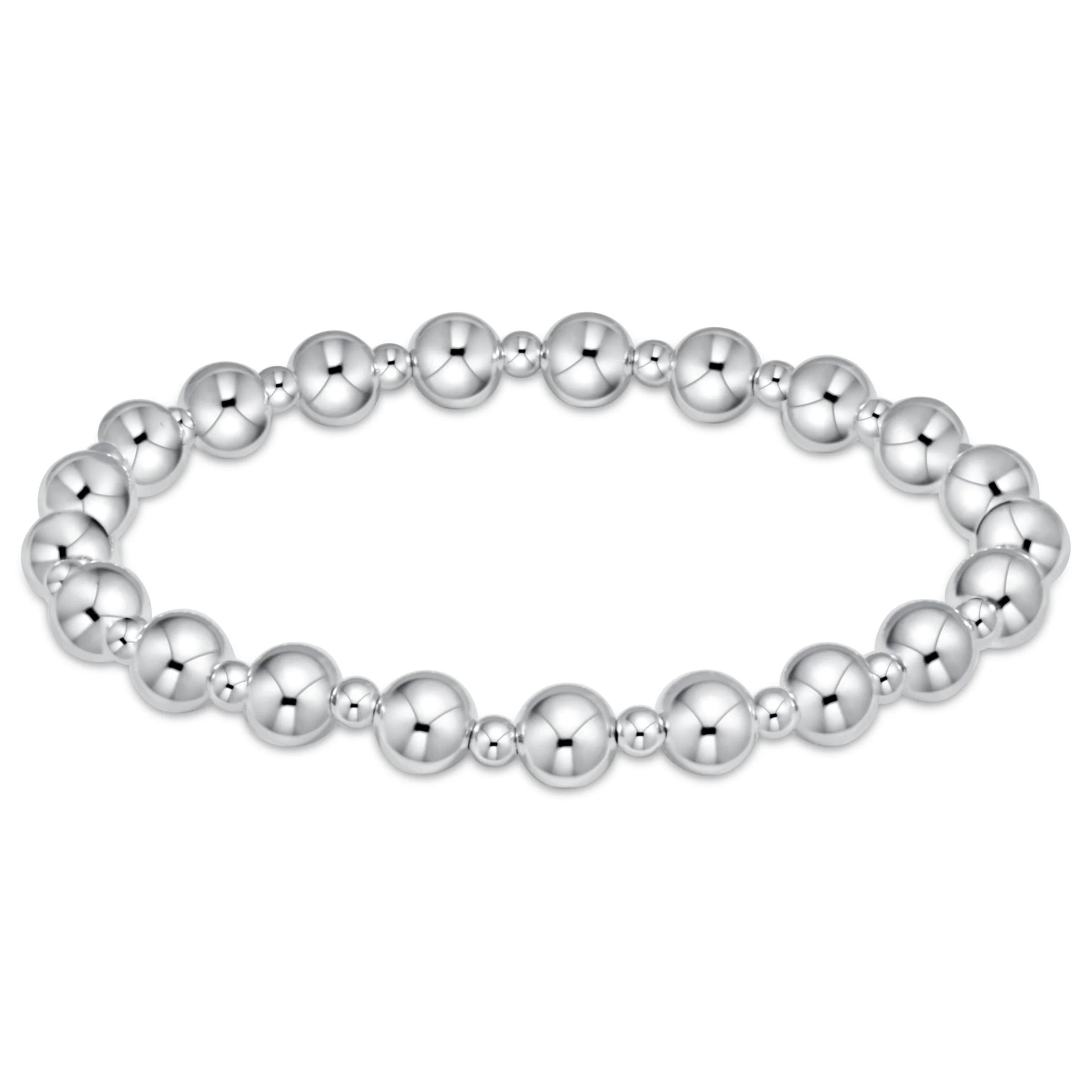 E-Newton Two Sizes Sterling Silver Beaded Bracelet