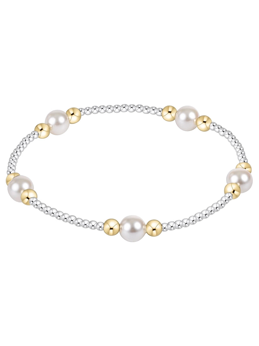 Classic Purpose Pearl 6mm Bead Bracelet, Mixed Metal (2 Sizes)