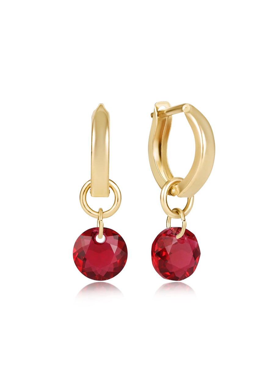 Gold Crimson Charm Hoop Earrings