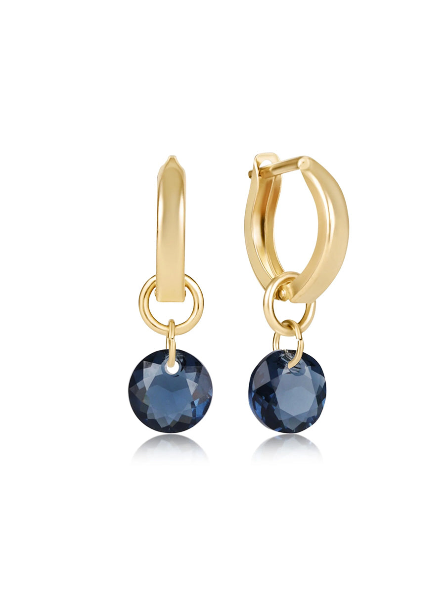 Gold Navy Charm Hoop Earrings
