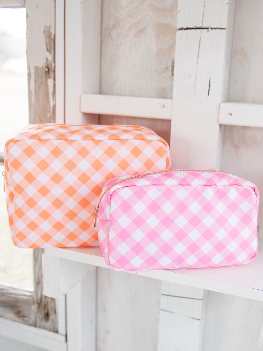 The Vintage Cosmetic Company Gingham Cosmetics Bag, Pink The Vintage Cosmetic Company Gingham Cosmetics Bag, Pink