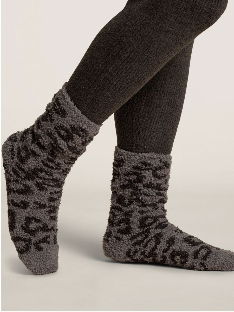 Grey Leopard Print Socks