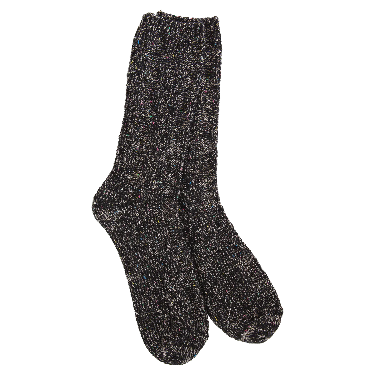 Black Heathered Crew Socks