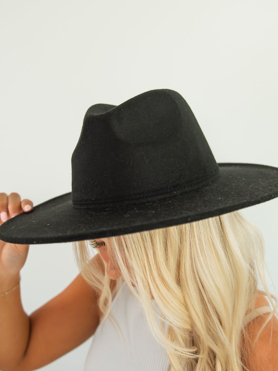 Simple Black Felt Hat for Women