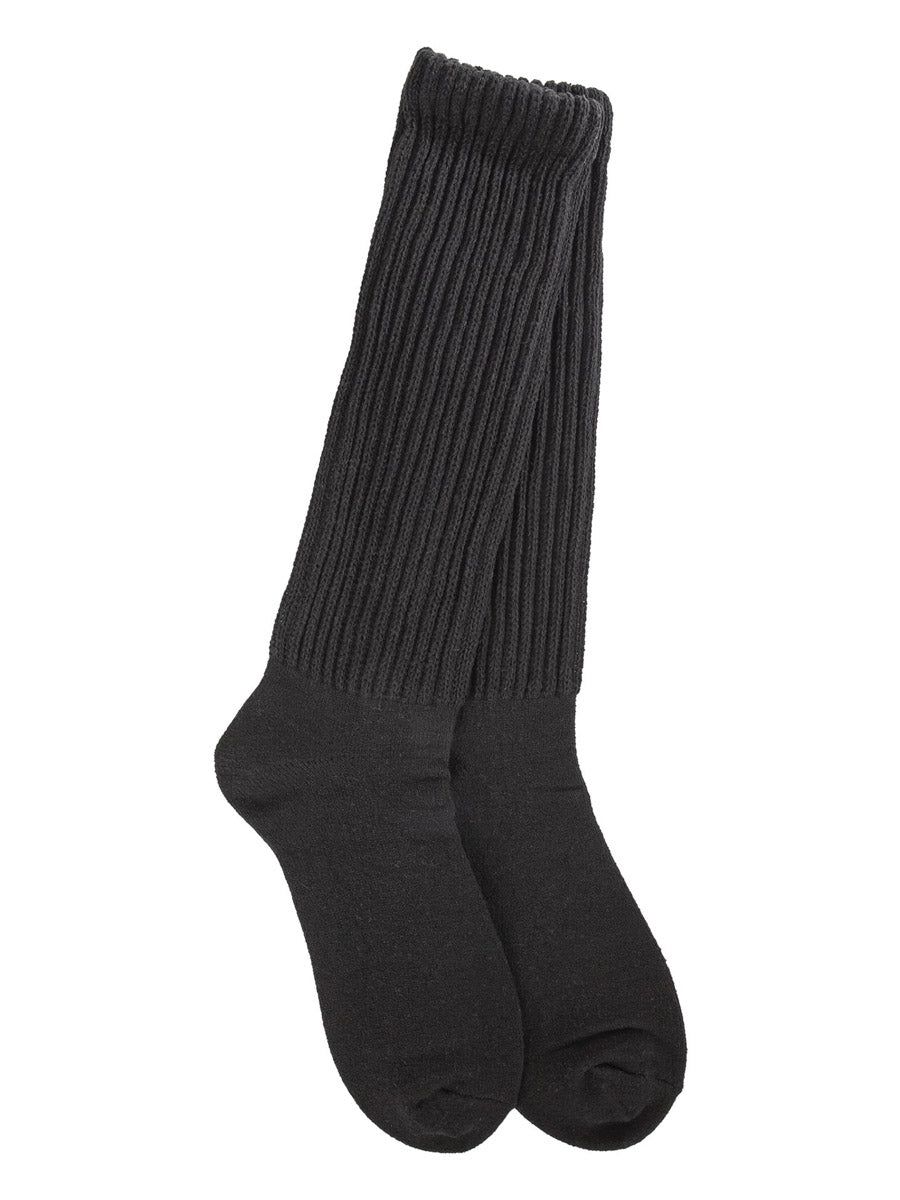 Tall Black Ribbed Socks