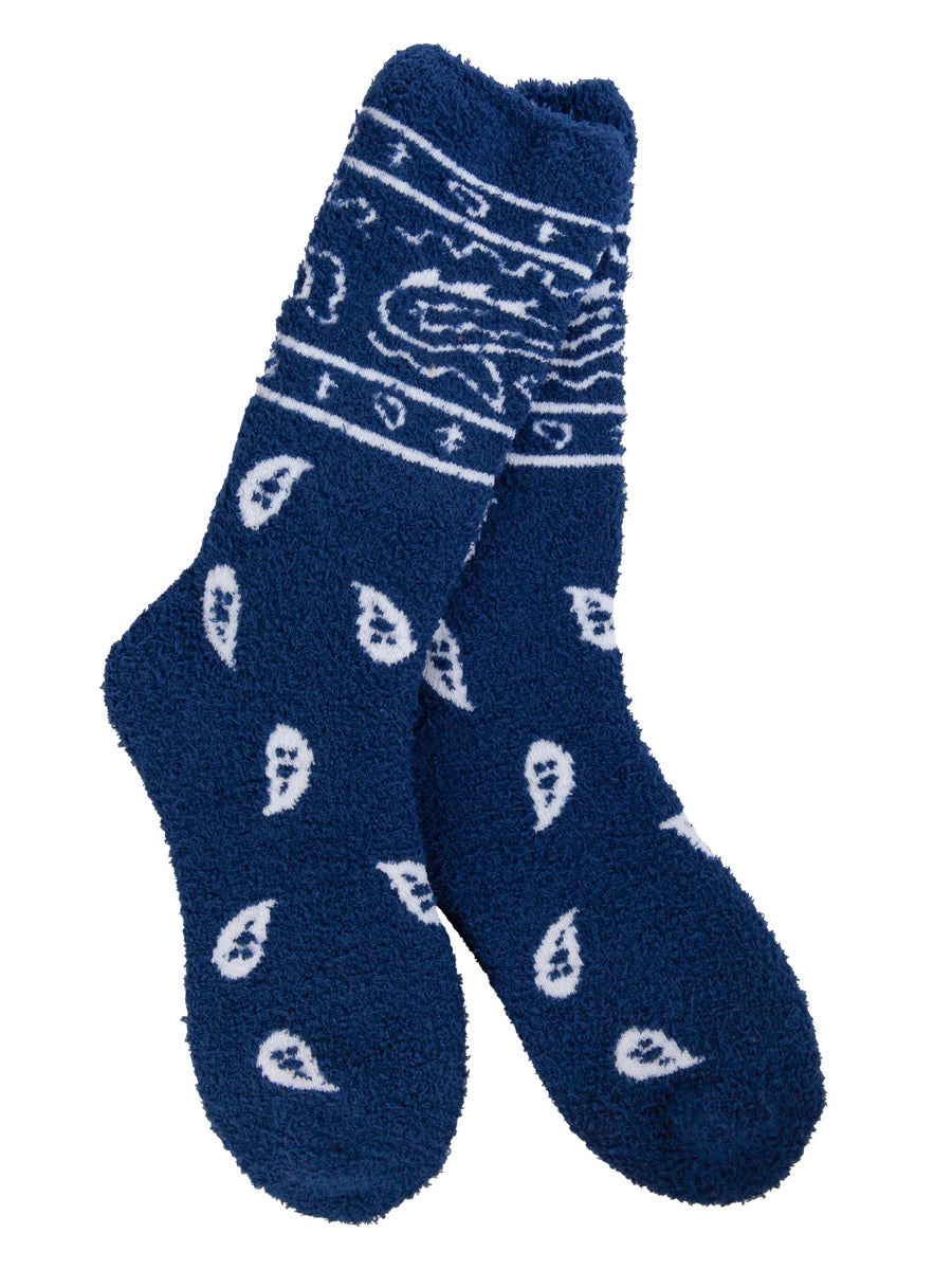 Navy Blue Bandana Crew Socks
