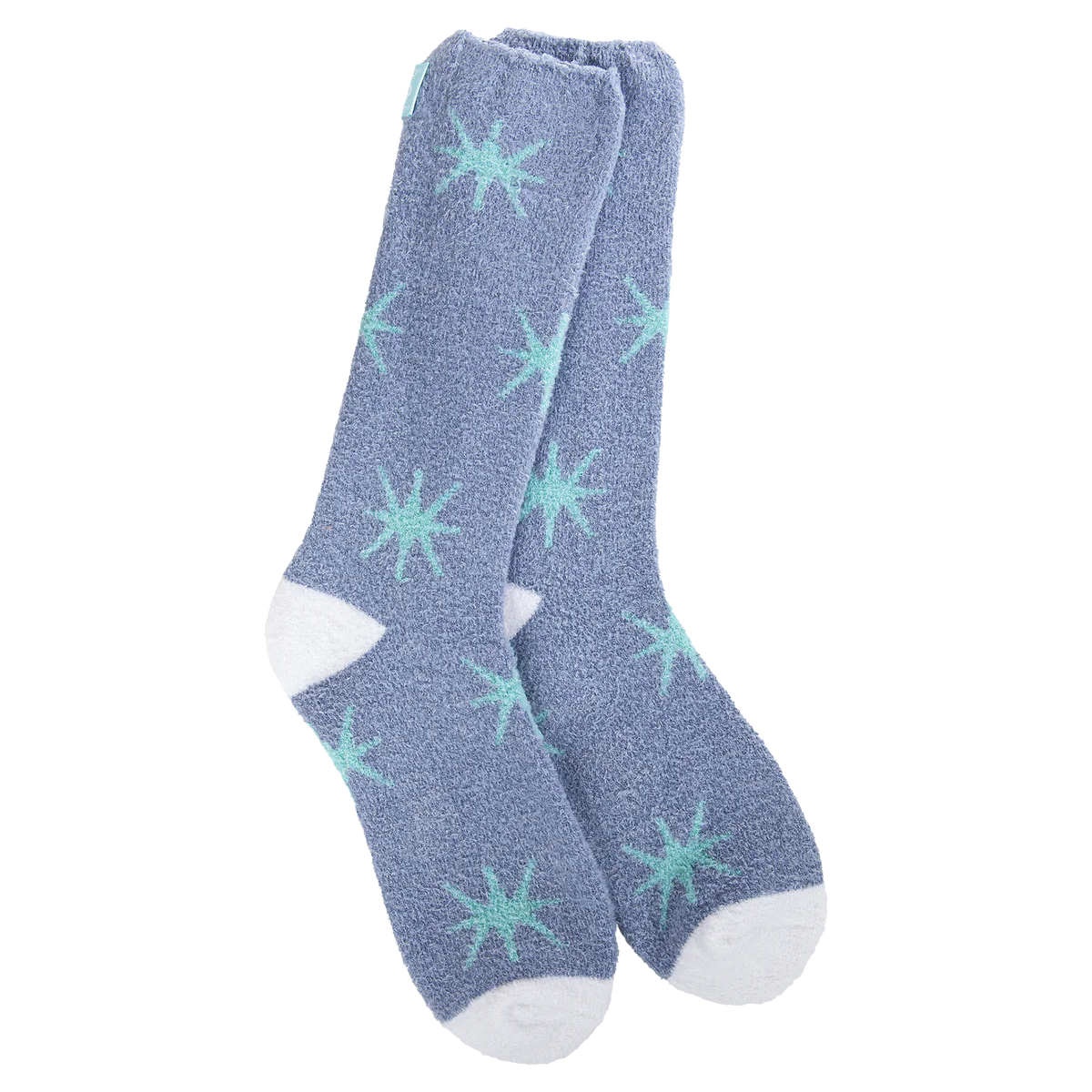 World's Softest Socks Blue with Aqua Starbursts