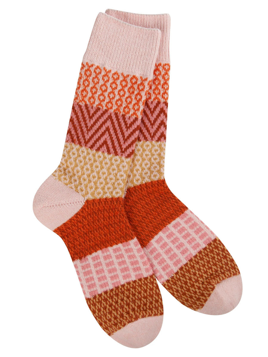 Warm Earthtones Colorblock Pattern Long Socks
