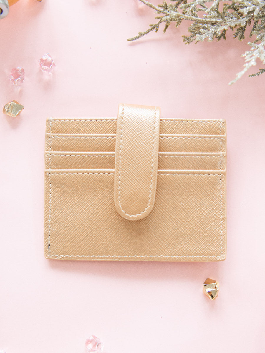 Tan Card Wallet with Clasp