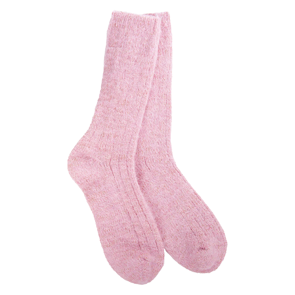 Pink Ribbed Crew Socks