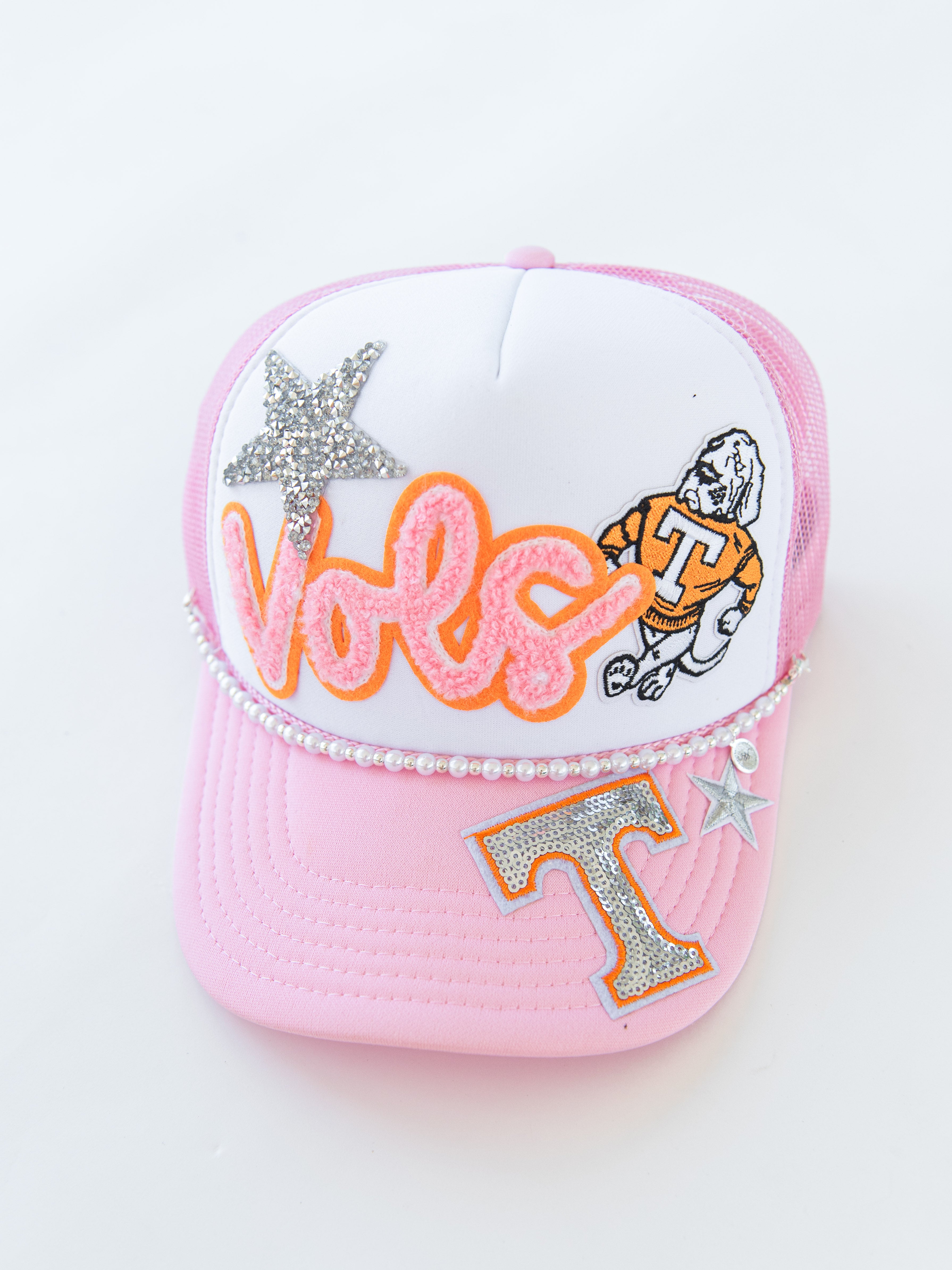 "Vols" Pink and Pearls Custom Trucker Hat