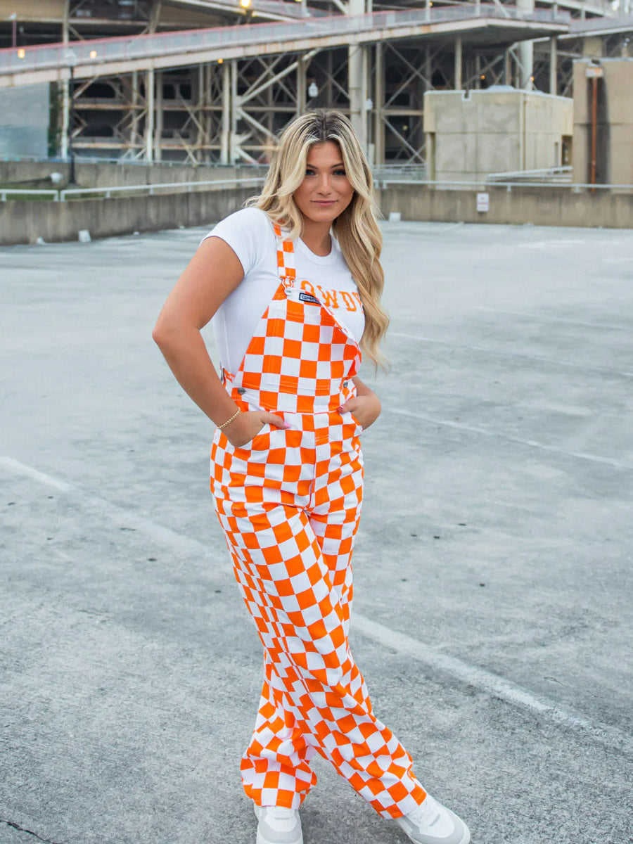 Orange and White Checked Gameday Adult Bibs