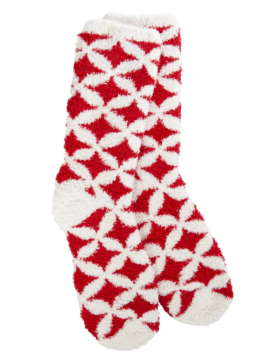 White with Red Diamonds Christmas Socks