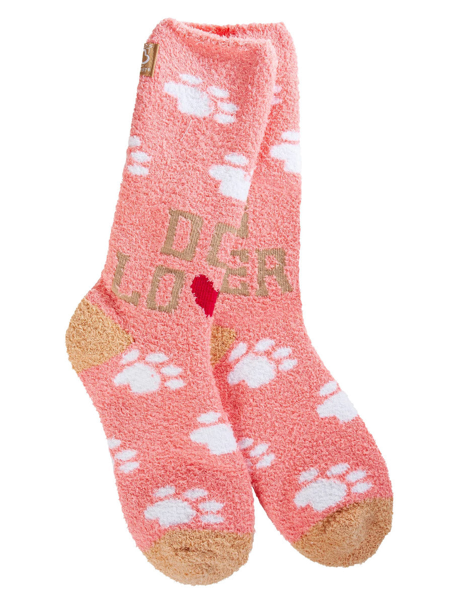 Dog Lover Crew Socks with White Paw Prints