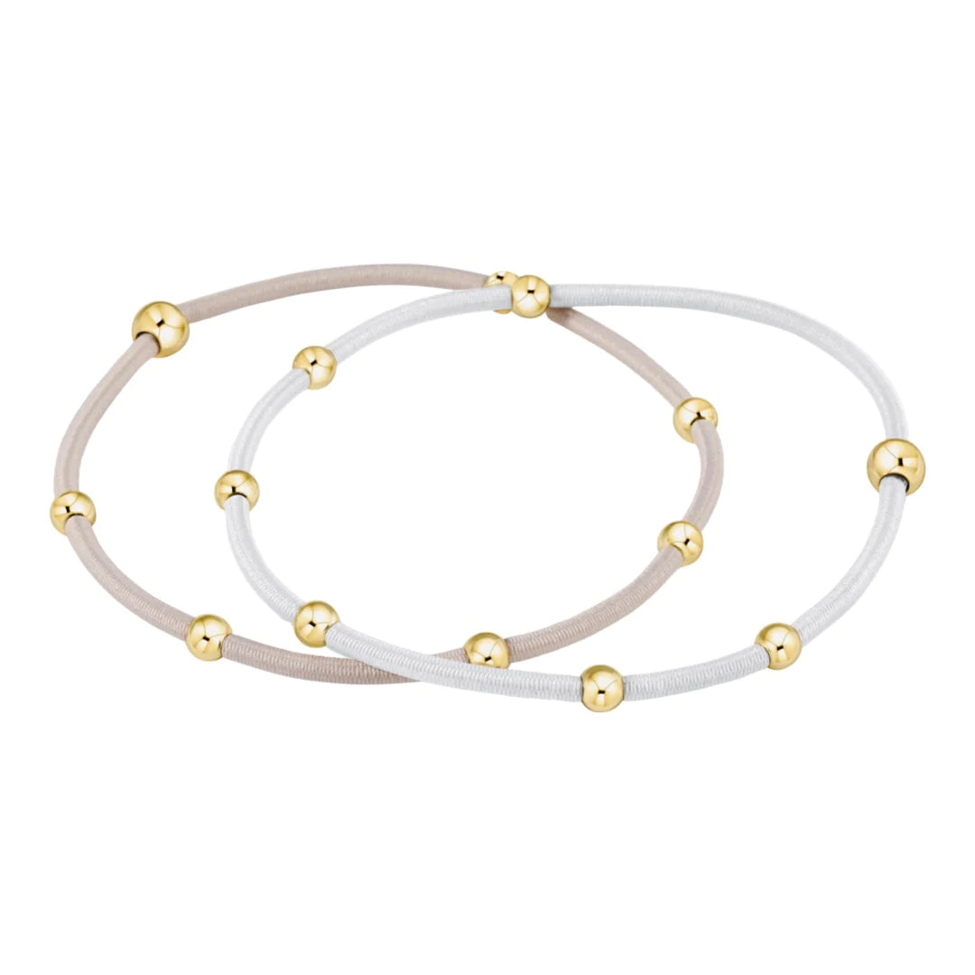 E-Newton Set of Two Braclets Featuring Gold Beads