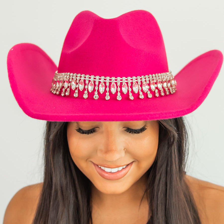Hot Pink Cowgirl Hat with Sparkly Band