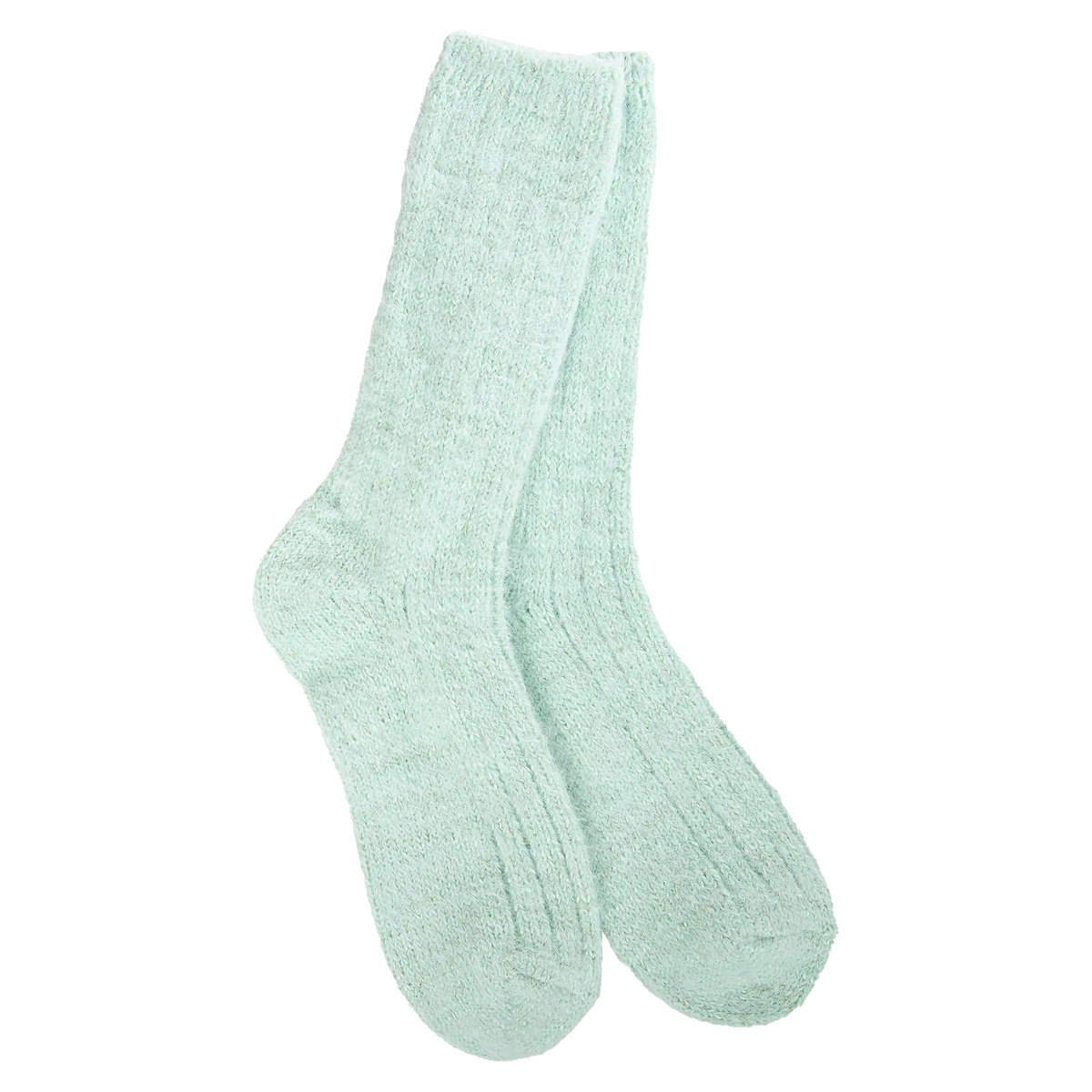 Pale Green Ribbed Crew Socks