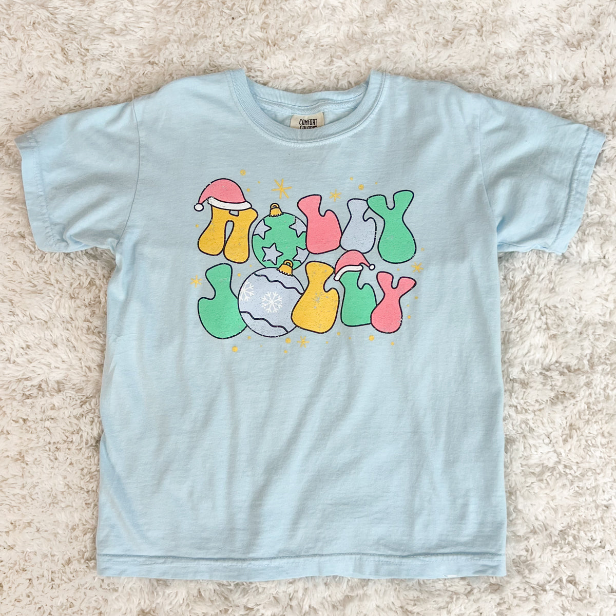 Youth & Toddler Holly Jolly Ornament Baby Blue Short-Sleeve T-Shirt