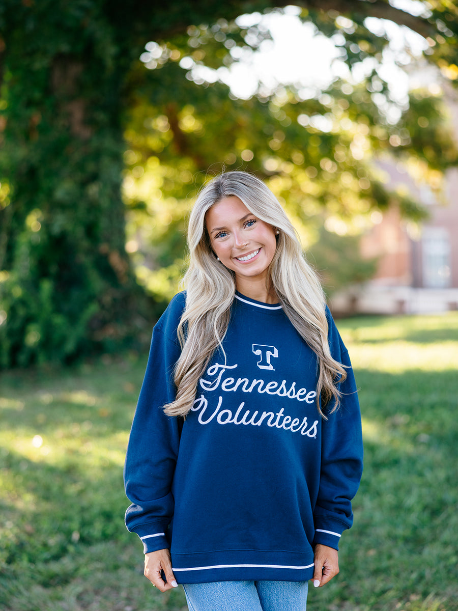 Navy "Tennessee Volunteers" Script Crew Sweatshirt