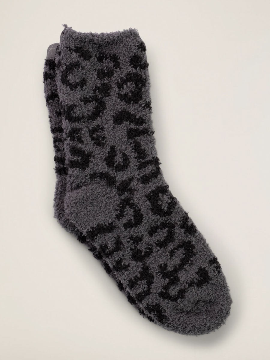 Dark Grey Leopard Print Socks