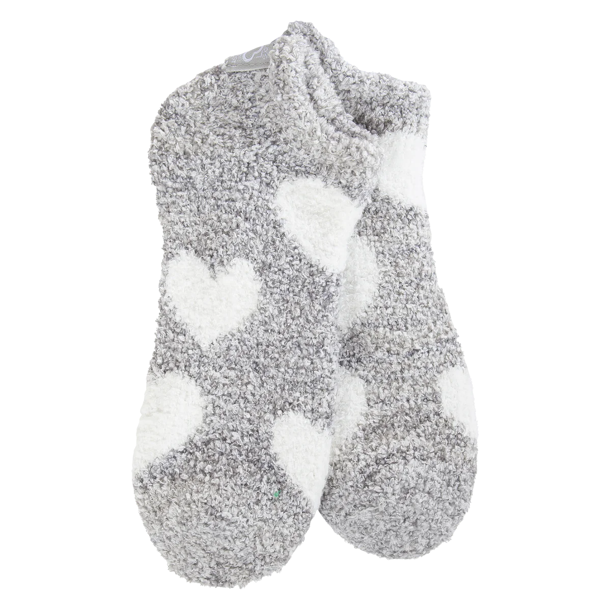 Grey Heathered Ankle Socks with White Hearts